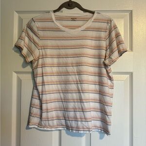 Madewell Multicolor Rainbow Striped Short Sleeve Tee | Size L